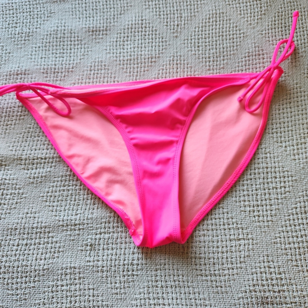 Junior's OP Solid Bright Pink String Bikini Bottom Size 15-17 (XL)